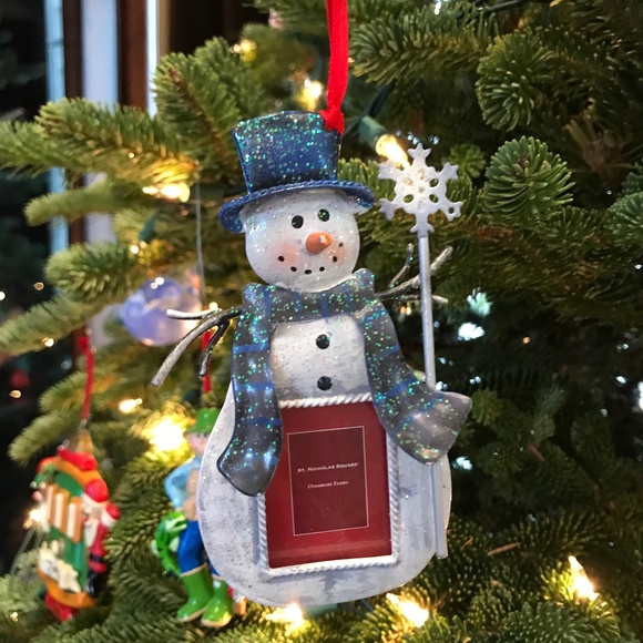 Saint Nicholas Square Snowman Sparkle Frame Ornament - Picture 1 of 1